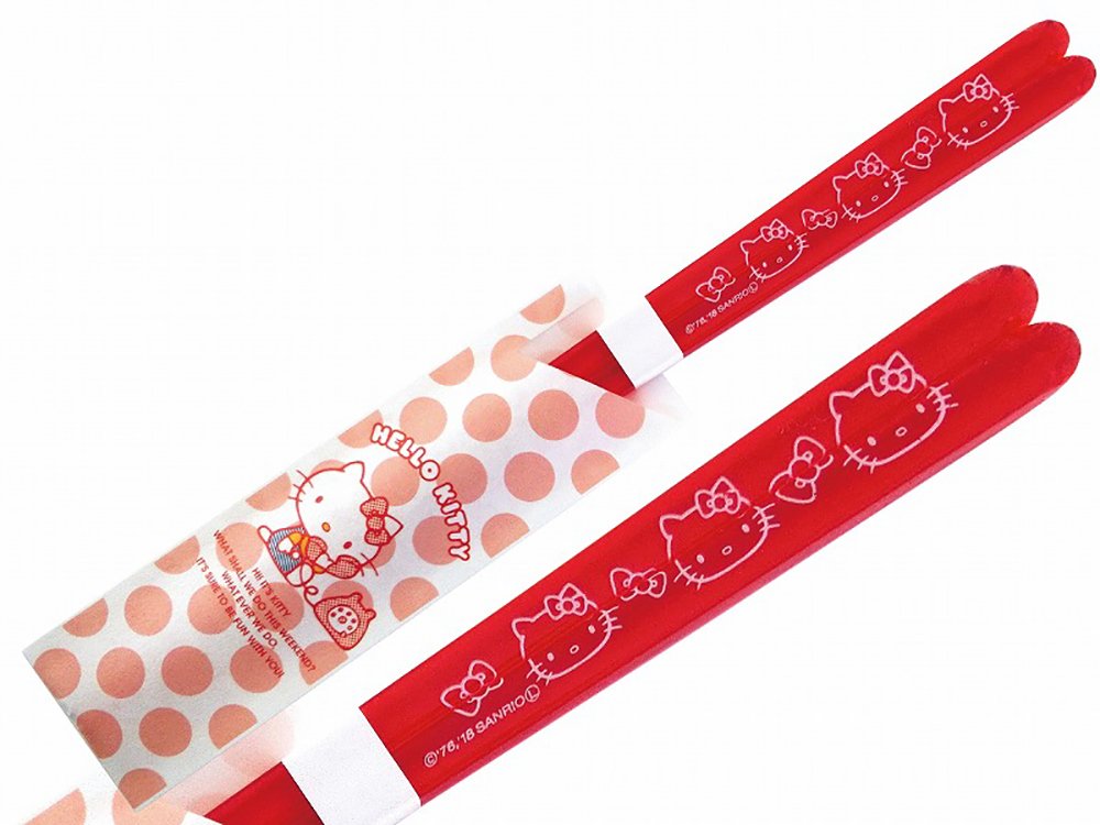Sanrio 490560 Hello Kitty Ribbon Clear Chopsticks Red