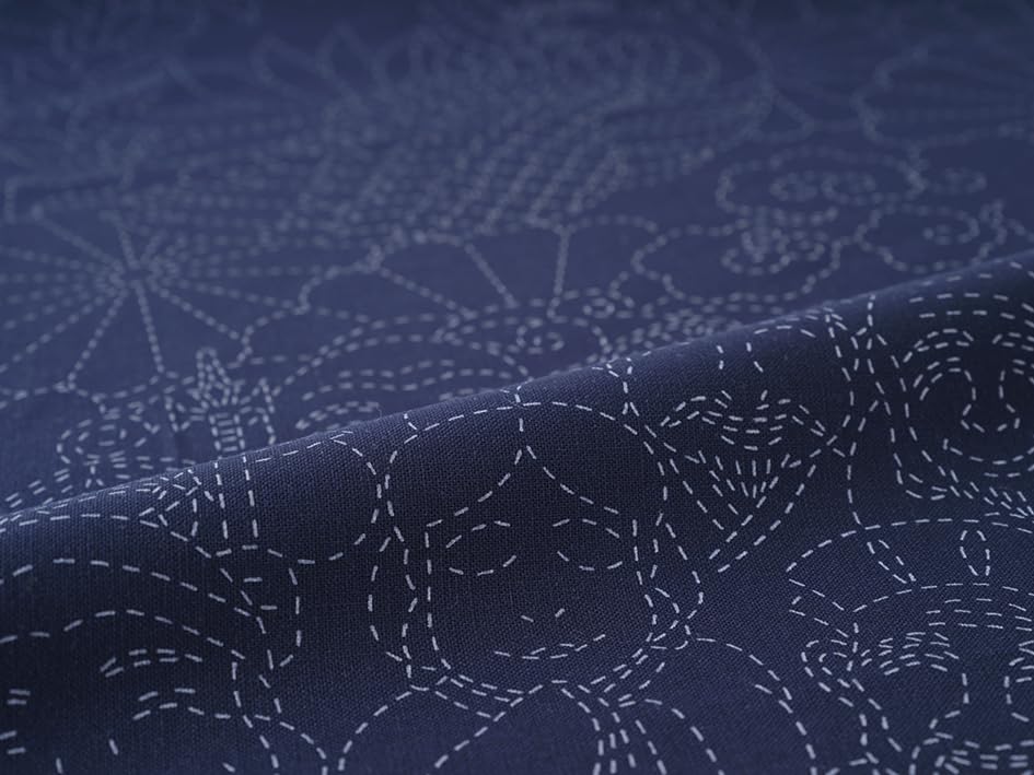 Cosmo No. 592537 Sashiko Cloth Celebration Sashiko Cloth (Seven Lucky Gods) Navy