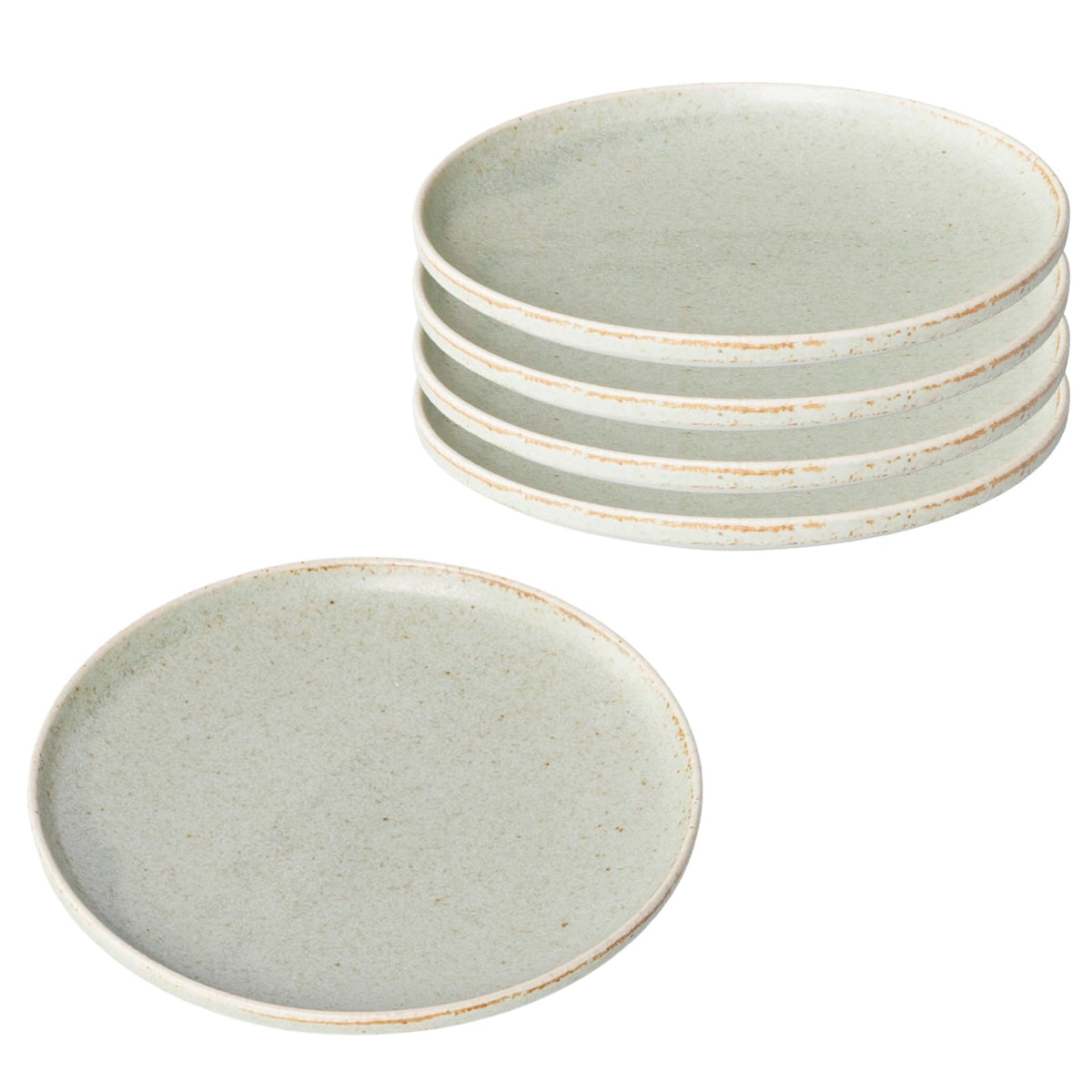 Mino Ware YMG-001-520 PLAIN Plate, Set of 5, Approx. 5.9 inches (15 cm), Natural, Tableware Set, Microwave Safe, Dishwasher Safe, Made in Japan, Mint Green