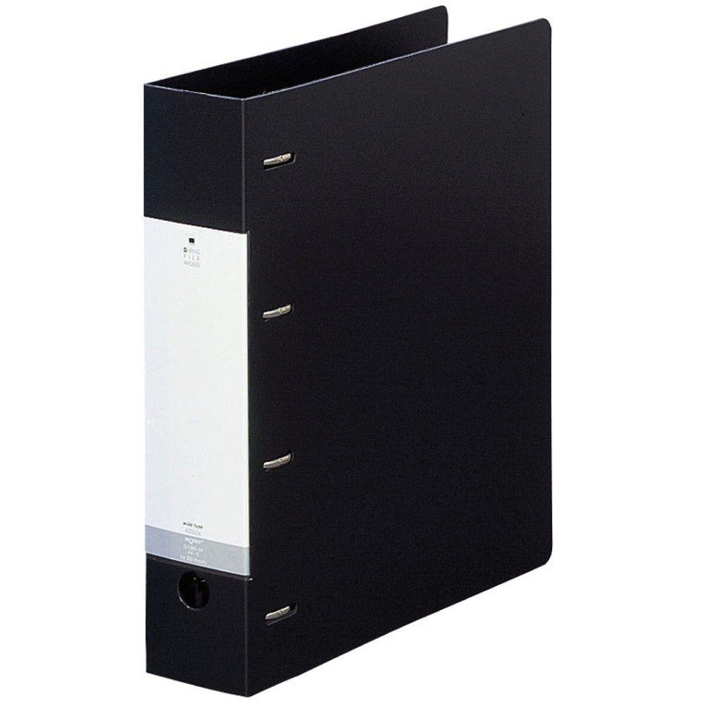 Lihit Lab G1280-24 D-Shaped Ring Binder, A4, 4 Holes, Width 2.5 inches (64 mm), Black
