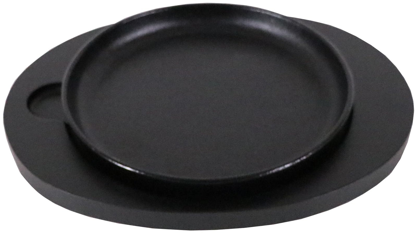 Kanda Steak Dish, Black, Diameter 9.4 x Height 1.0 inches (24 x 2.5 cm)