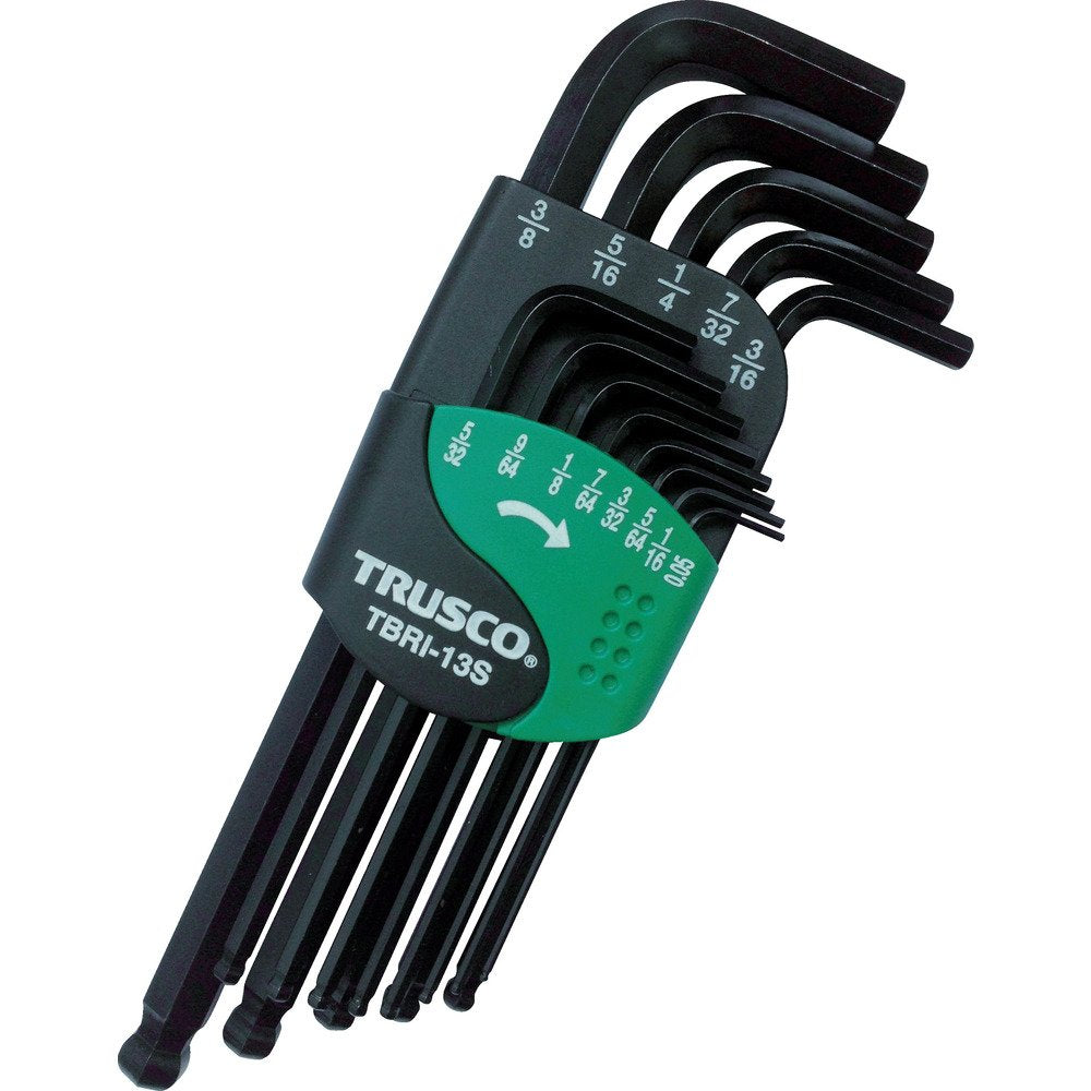 TRUSCO TBRI-13S Ball Point Hex Wrench Set, Set of 13 (Inch Type)