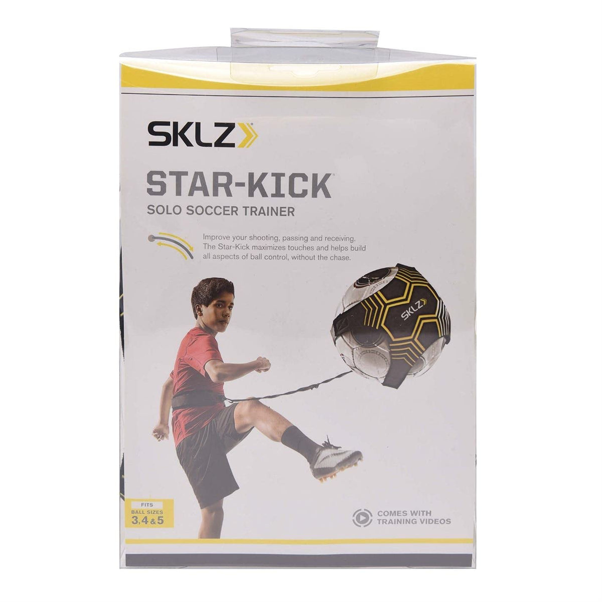 SKLZ Star-Kick Hands-Free Adjustable Solo Soccer Trainer - Fits Ball Sizes 3, 4, and 5 (Black)