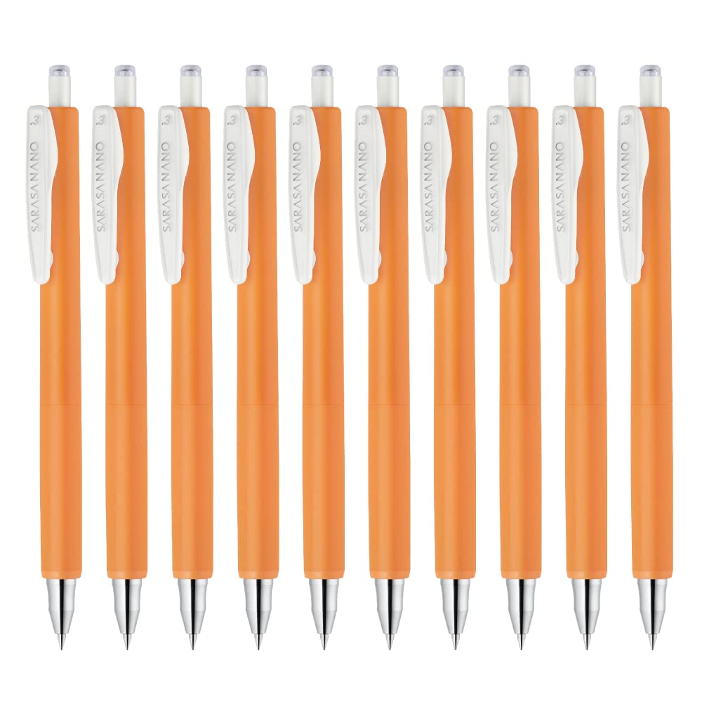 Zebra Sarasa Nano B-JJH72-OR Gel Ballpoint Pen, 0.3mm, Orange, 10 Pieces
