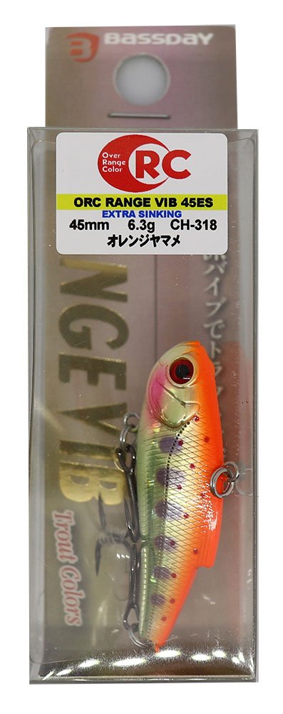 Bassday CH318 Vibrating ORC Range Vibe 45ES, 1.8 inches (45 mm), 0.2 oz (6.3 g), Orange Yamame Lure