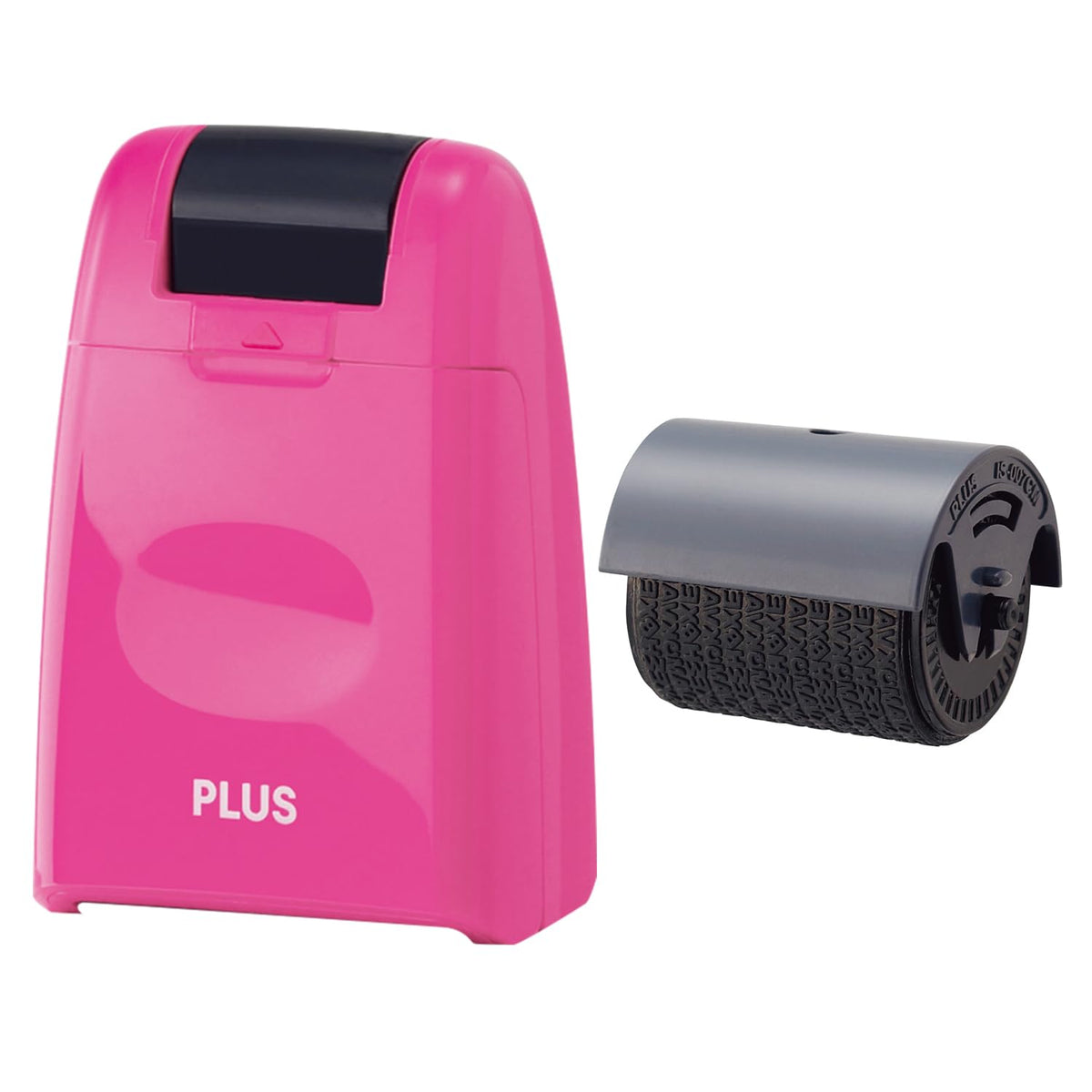 Plus Keshipon Roller Stamp for Protecting Personal Information, Pink, 37-648+ 1 Dedicated Ink Cartridge 37-299