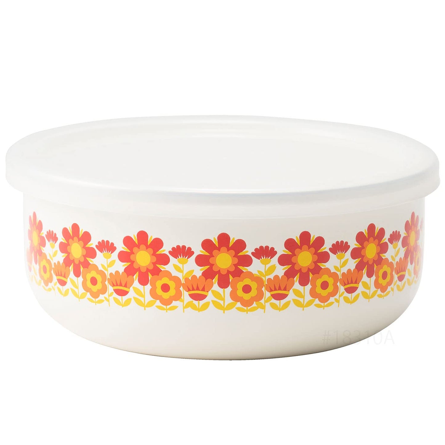 Fuji Enamel 70s Reprint Pattern, Showa Retro Enamel Storage Container, Round, 5.5 inches (14 cm), Freezable, Oven Safe, Memories Sunflower