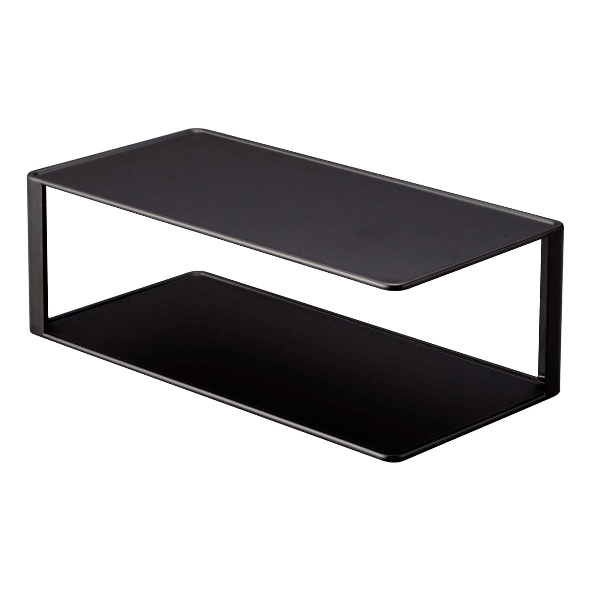 YAMAZAKI Home Tower Dish Storage Rack with Two Tiers, for Kitchen Cabinet Or Countertop Dinnerware Dinner Plate Cabinet Organizer, Long Metal Holder - Steel