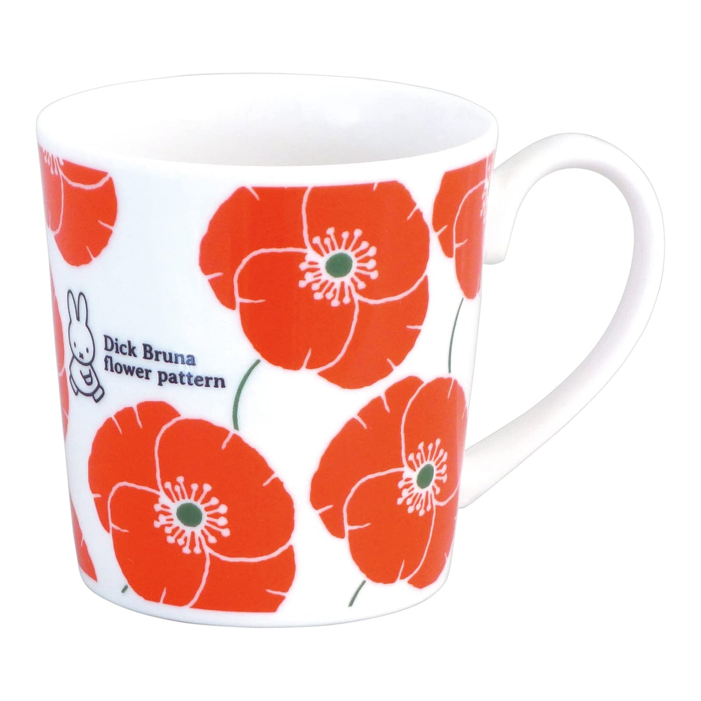 Kaneshotouki 208181 Dick Bruna Miffy Mug, Plenty of Large, Approx. 11.8 fl oz (350 ml), Red Flower, Made in Japan