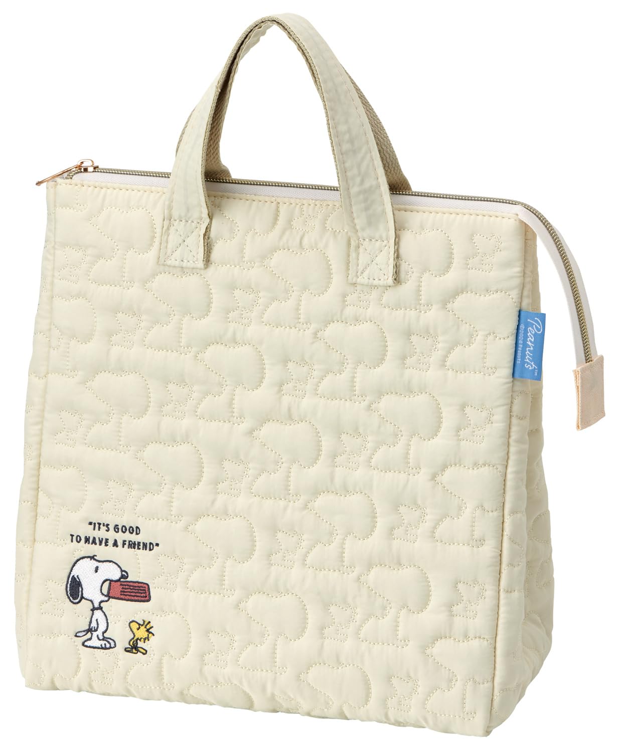 Skater KBCB5-A Snoopy Quilted Fabric Insulated Lunch Bag with Pockets