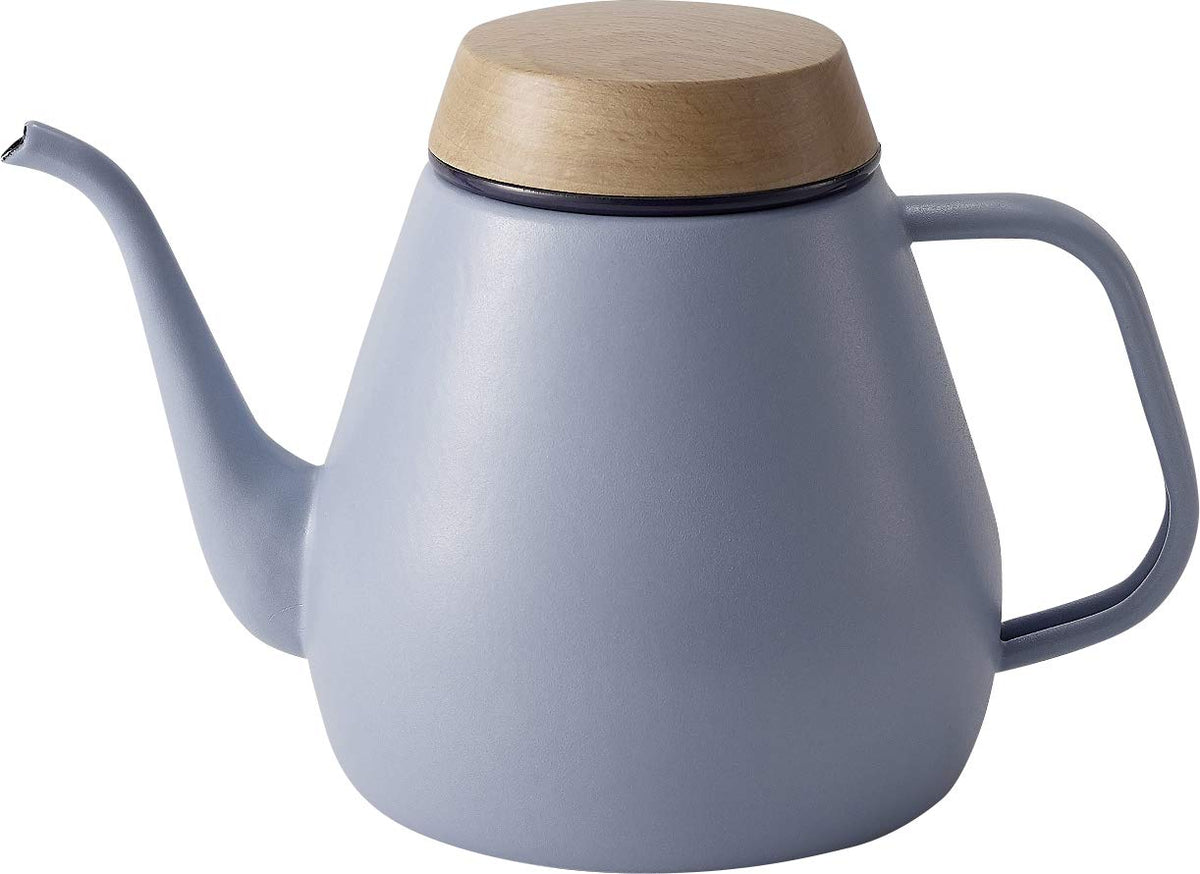 Ovject O-DK1800-LB Camping Outdoor Made in Japan Coffee Drip Pot Kettle Enameled Open Fire Induction Compatible 0.4 gal (1.8 L) Matte Blue 1.8L