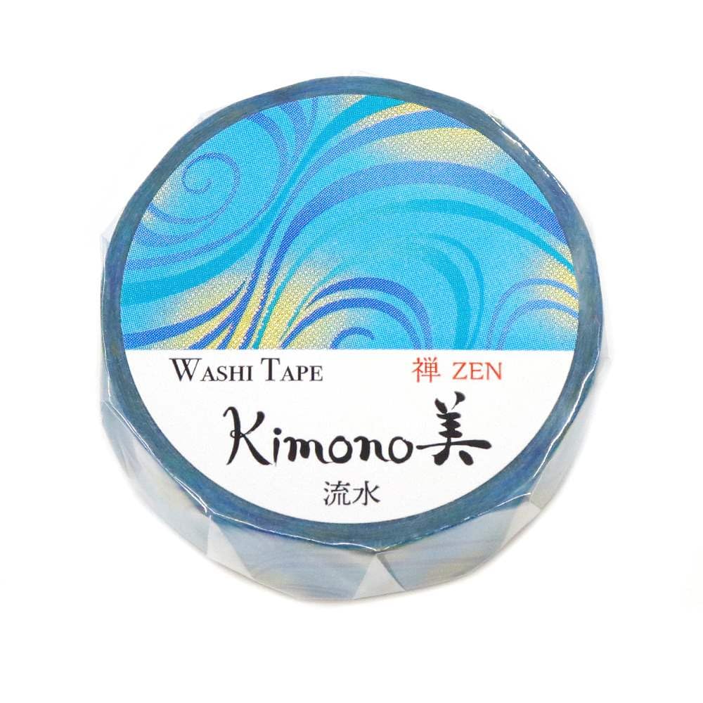 Kimono Bi GR-3069 Zen Stylish Type Running Water 0.6 inch (15 mm) Wide Gold Foil Gradient Masking Tape Tape Stationery Students Cute Gold Foil Gradient