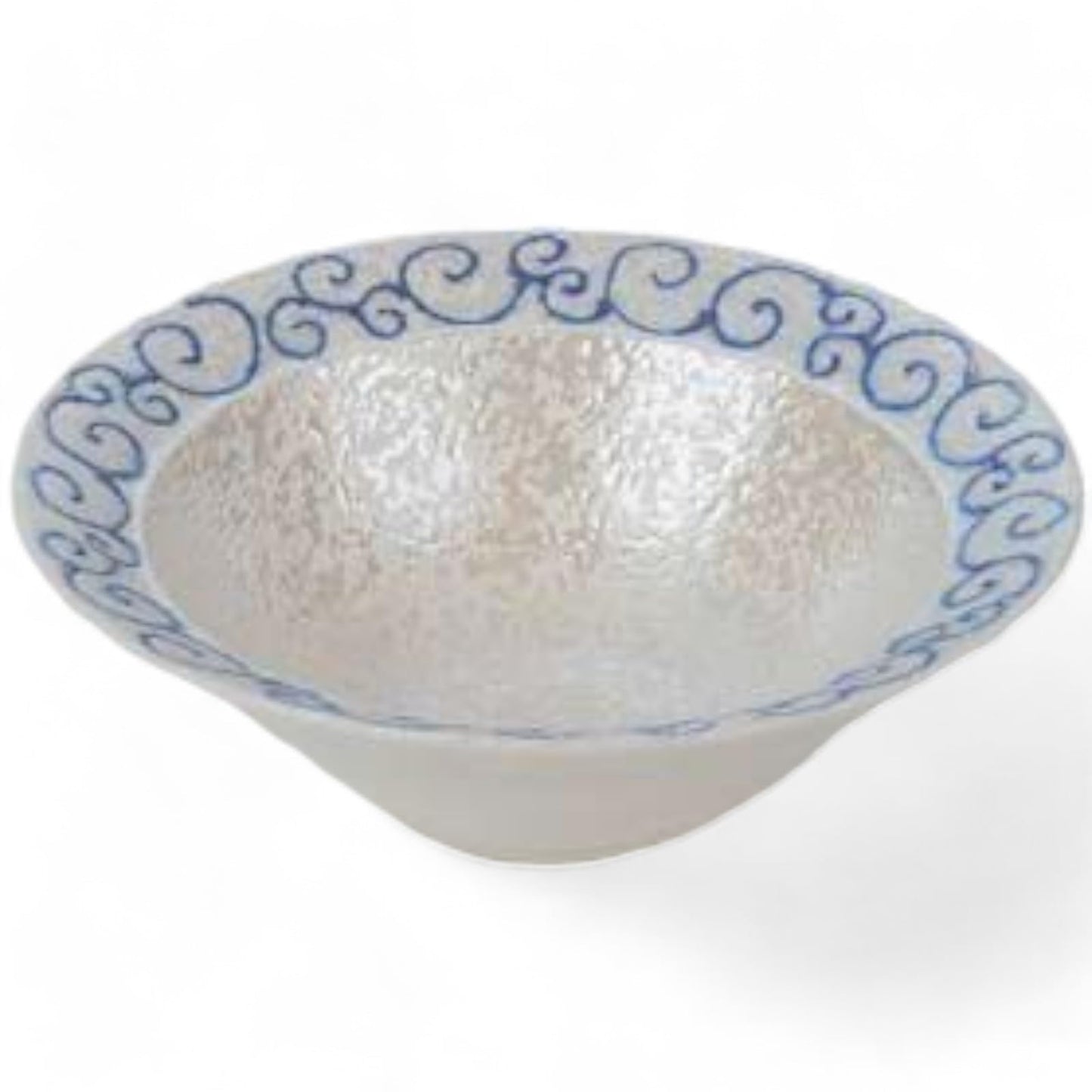 匠美風(Sho Bifu) Takumifu Arita Ware 5.1 inches (13 cm) Serving Plate, Blue Arabesque Raster Counterpot, Made in Japan