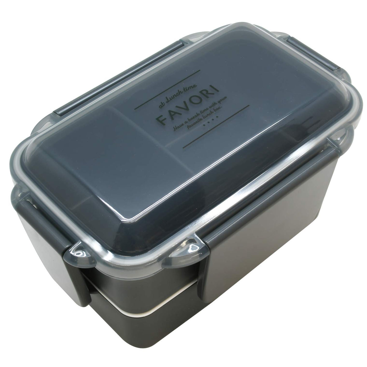 OSK DISH UP LUNCH PWD-600 2-Tier Lunch Box with Compartments, Gray