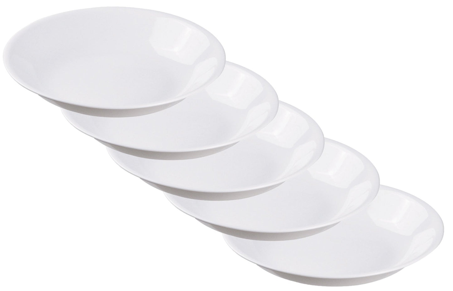 CORELLE J420-N CP-9637 Plate, Outer Diameter 8.5 x Height 1.6 inches (21.5 x 4 cm), Break-Resistant, Lightweight, Winter Frost White, Deep Plate, Set of 5