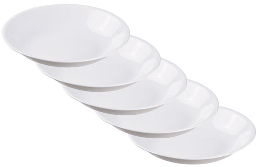CORELLE J420-N CP-9637 Plate, Outer Diameter 8.5 x Height 1.6 inches (21.5 x 4 cm), Break-Resistant, Lightweight, Winter Frost White, Deep Plate, Set of 5