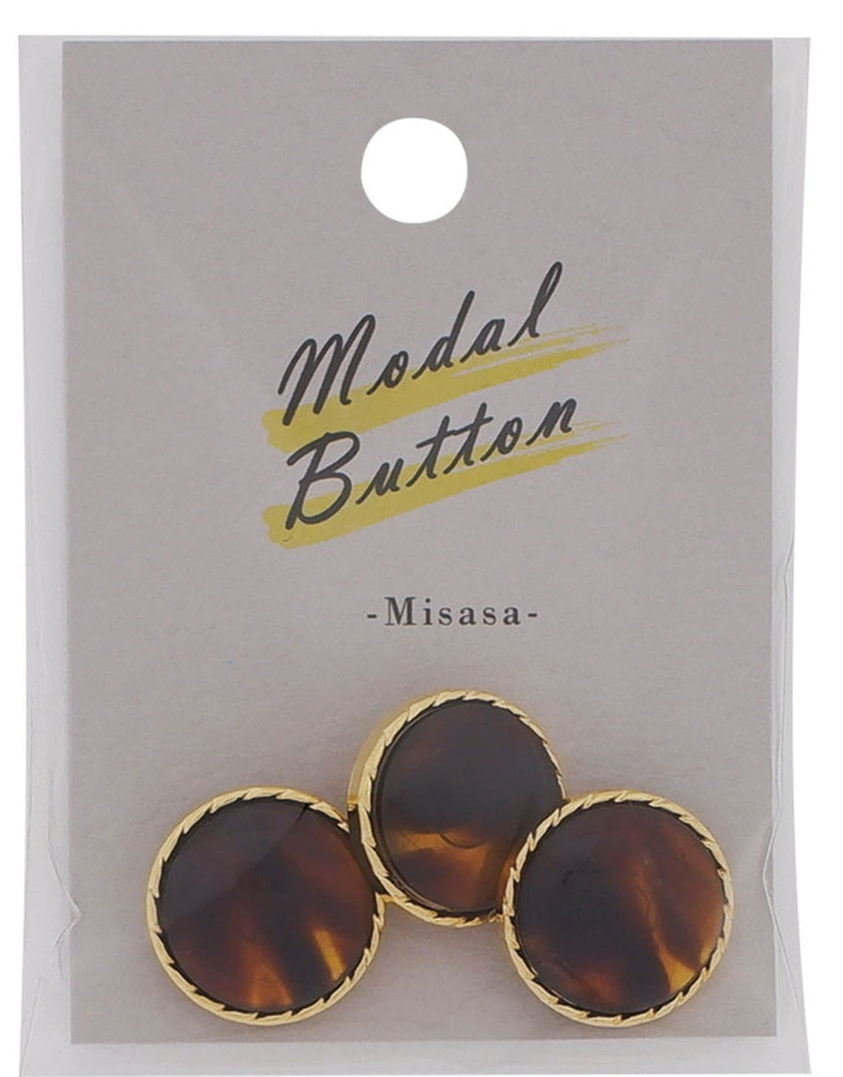 Misasa MB540 Decorative Buttons, 0.7 inches (18 mm), Pack of 3, Col. Brown
