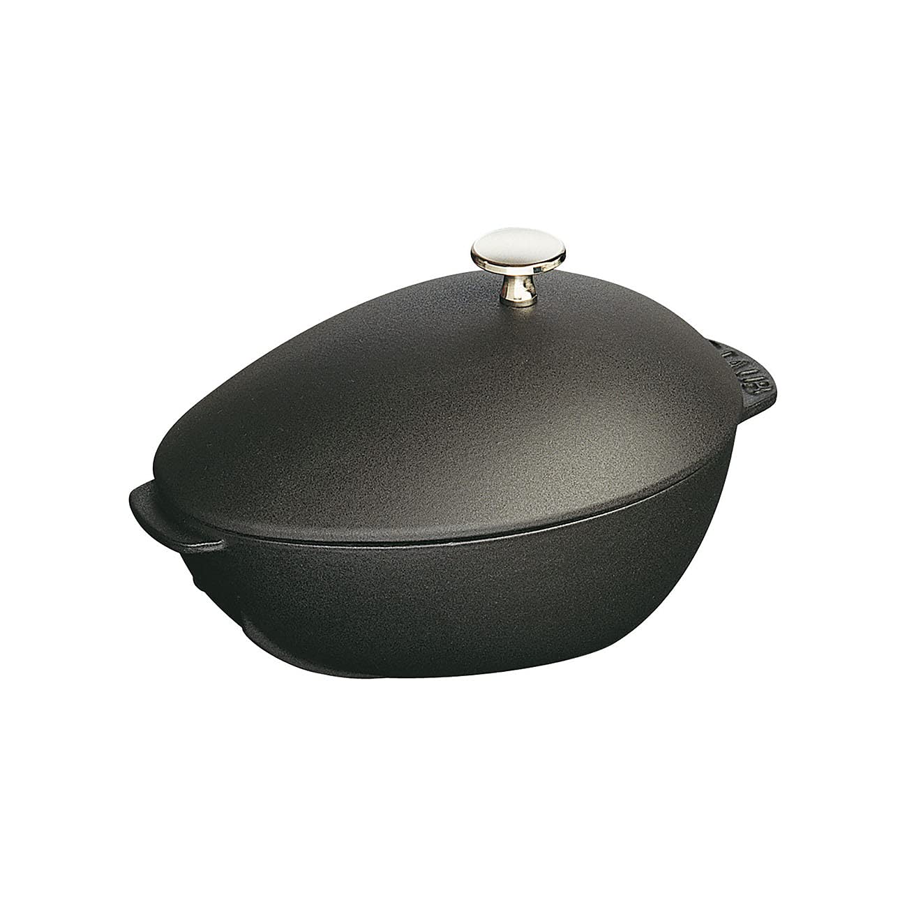 Staub 2 Quart 7 x 9 1/2 inch Mussel Pot with Stainless Steel Knob, Black Matte