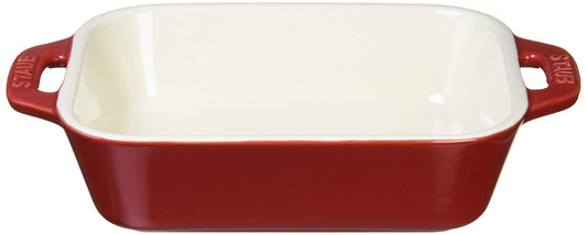 STAUB Rectangular Dish, Cherry 5.5 x 4.3 inches, Ceramic Au Gratin Dish, Oven & Microwave Safe
