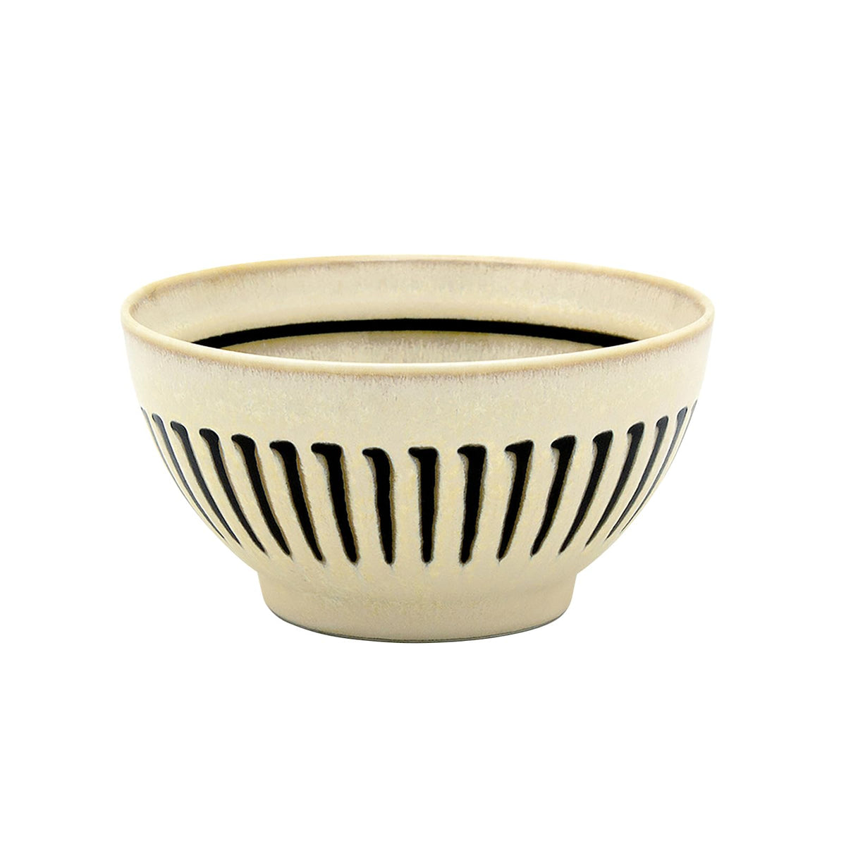 Mino Ware 6830-32 Rice Bowl, Approx. 4.7 inches (12 cm), Microwave, Dishwasher Safe, Banded Mortar, White, Made in Japan