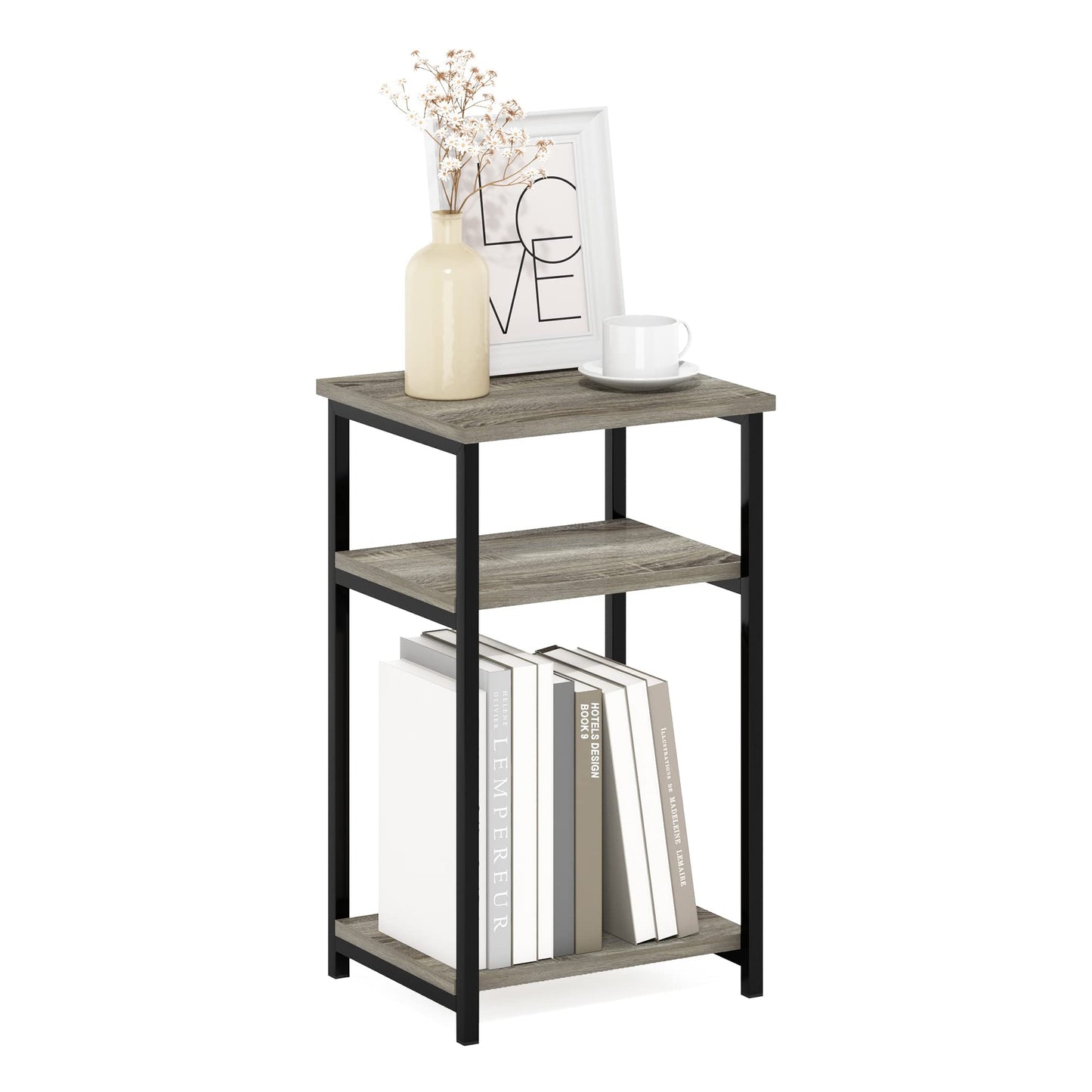 Furinno JUST 3-Tier Metal Frame Telephone Table, French Oak