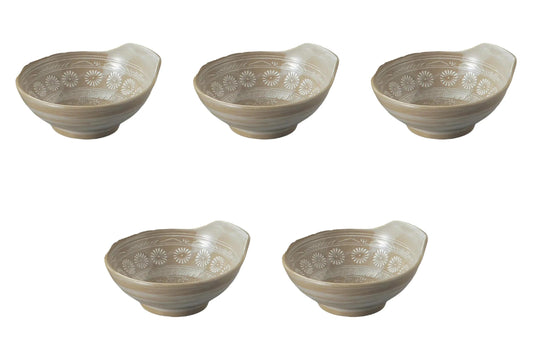 Set of 5 Kyo-Mishima Drinking Water [5.3 x 4.8 x 2.2 inches (13.5 x 12.3 x 5.7 cm) | Banko Pot, Setomonohonpo, Banko Ware