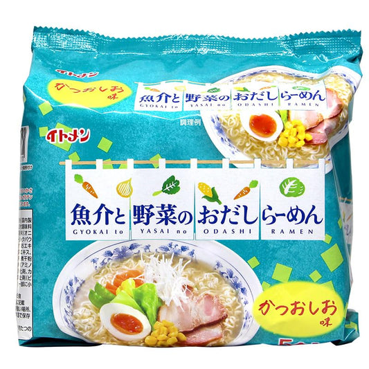 Ramen with Seafood and Vegetables, Bonito and Soy Sauce Flavor by Itemen