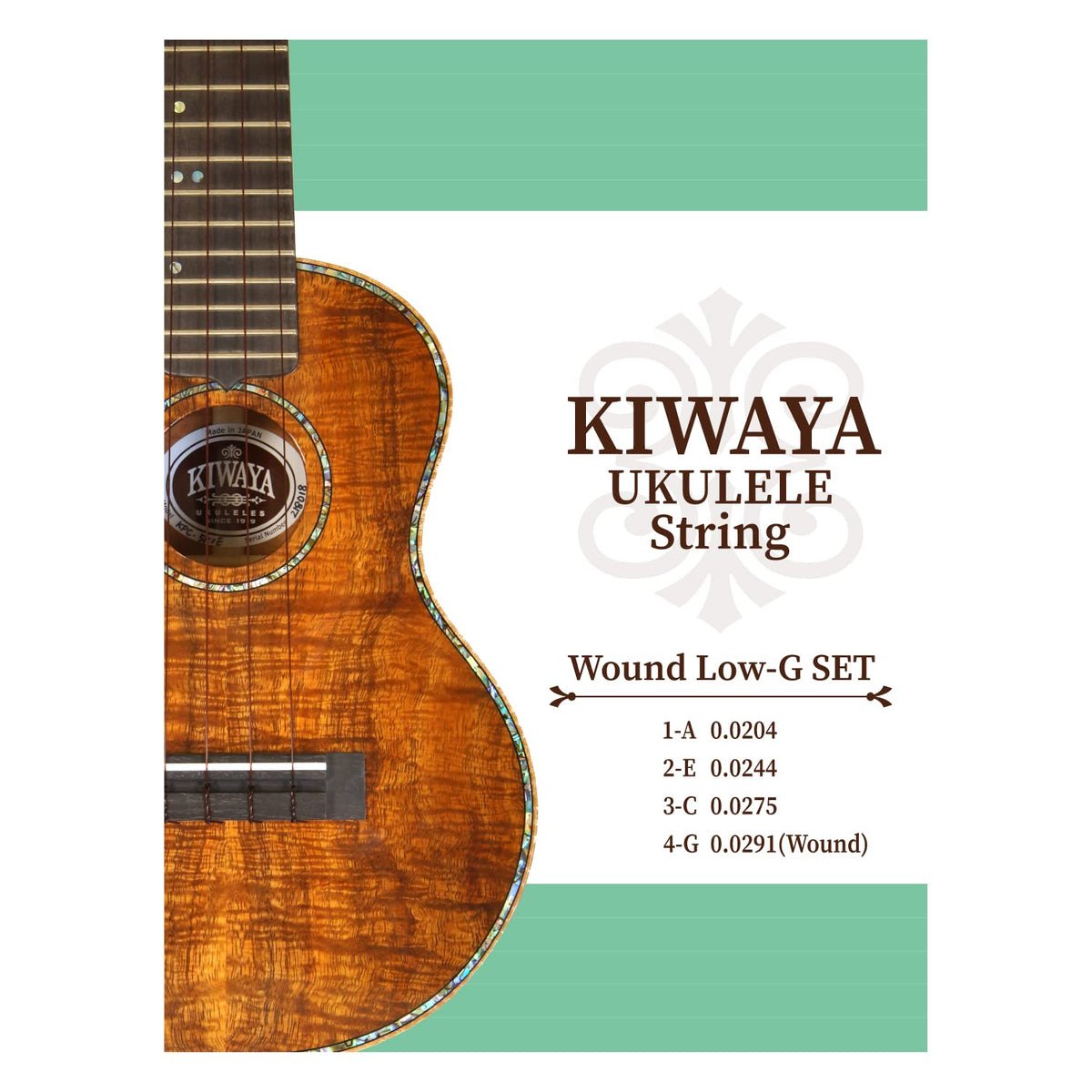 [KIWAYA] KWLGset Low G String Set for Ukulele (Clear Fluorocarbon Winding Strings and Tenor Sizes)