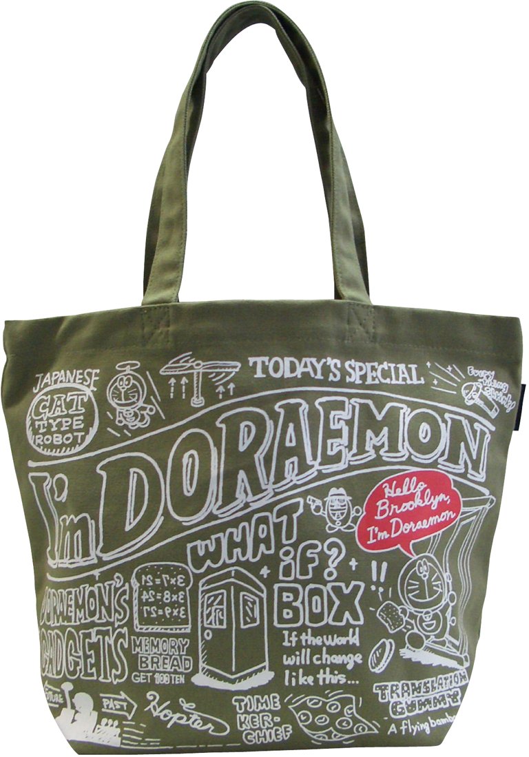 I'm Doraemon Vintage Series Tote Bag Himitsudougu Khaki