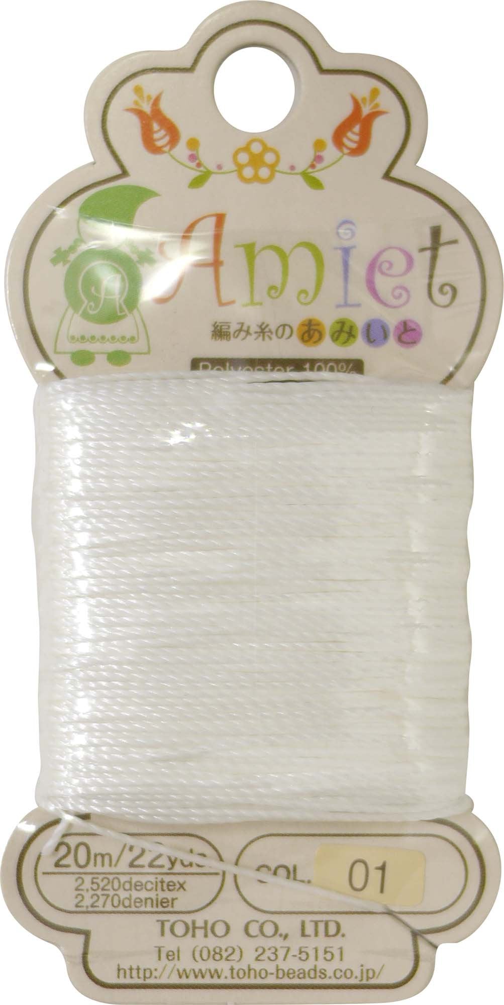 Toho Amiet Beading Cord, 20-Meter (22-Yard) Card - White