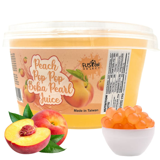Fusion Select Boba Bursting Bobaz Popping Bobaz Pearls Fruit Tea Snack Toppings (490 Grams, Peach)