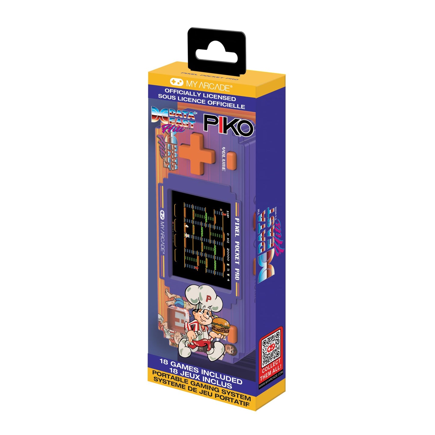 My Arcade Data East Pixel Pocket Pro: Data East Licensed Video Game, 18 Retro Games, Portable Keychain Arcade