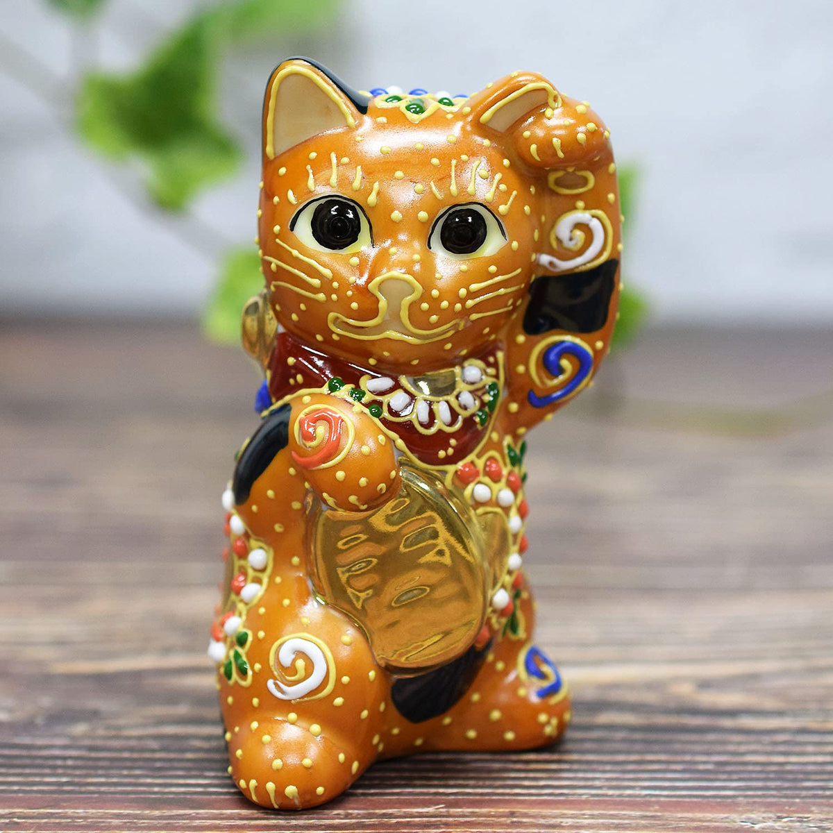 Japanese Maneki Neko Dancing Lucky Cat Kutani Ceramic