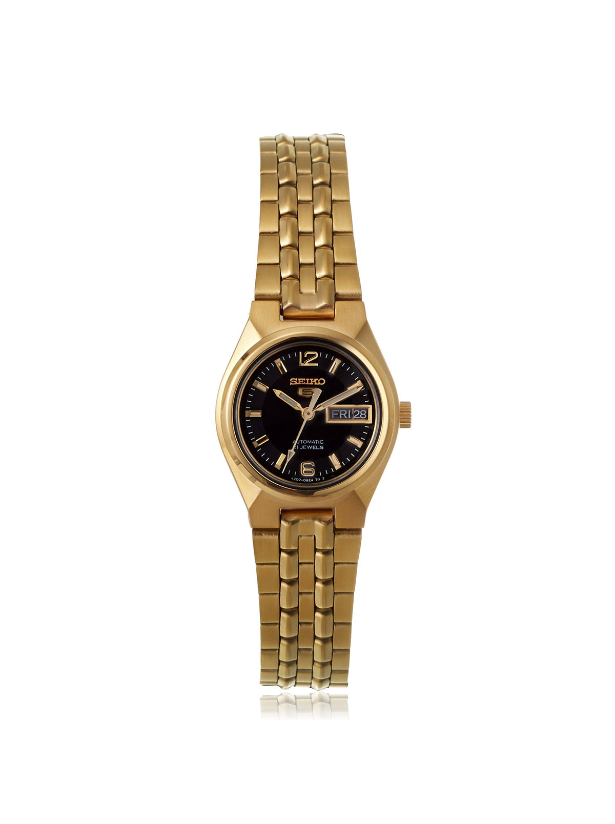 Seiko Women's SYMK38 Seiko 5 Black/Gold Stainless Steel Watch