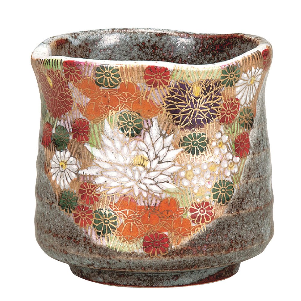 Japanese Yunomi Tea Cup Gold Flower KUTANI YAKI(ware)