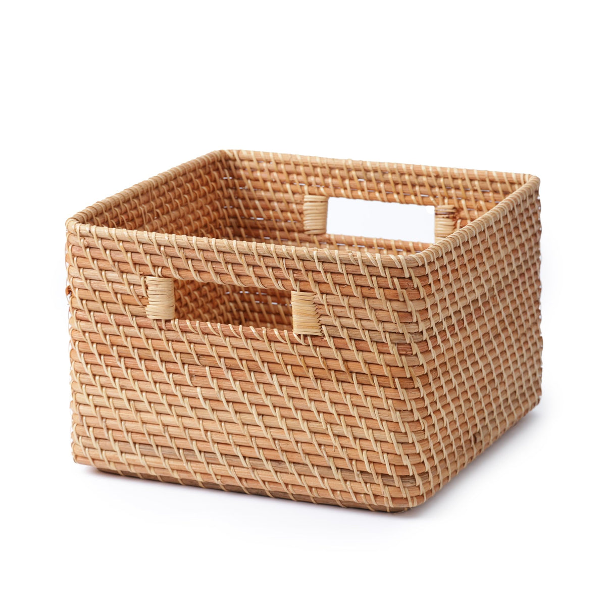 MUJI 18021826 Overlapping Square Rattan Basket, Large, (V), Approx. Width 13.8 x Depth 14.2 x Height 9.4 inches (35 x 36 x 24 cm)