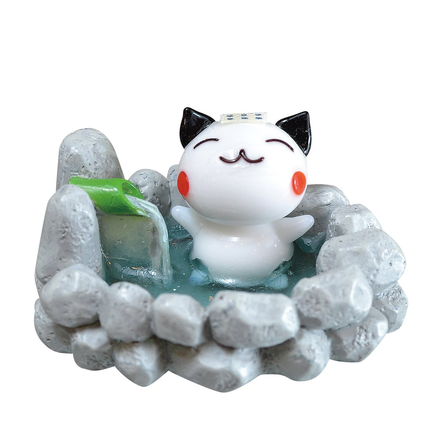 Falkert FOLFS Cute Handmade Glasswork Outdoor Bath silo cat, Medium, Clear