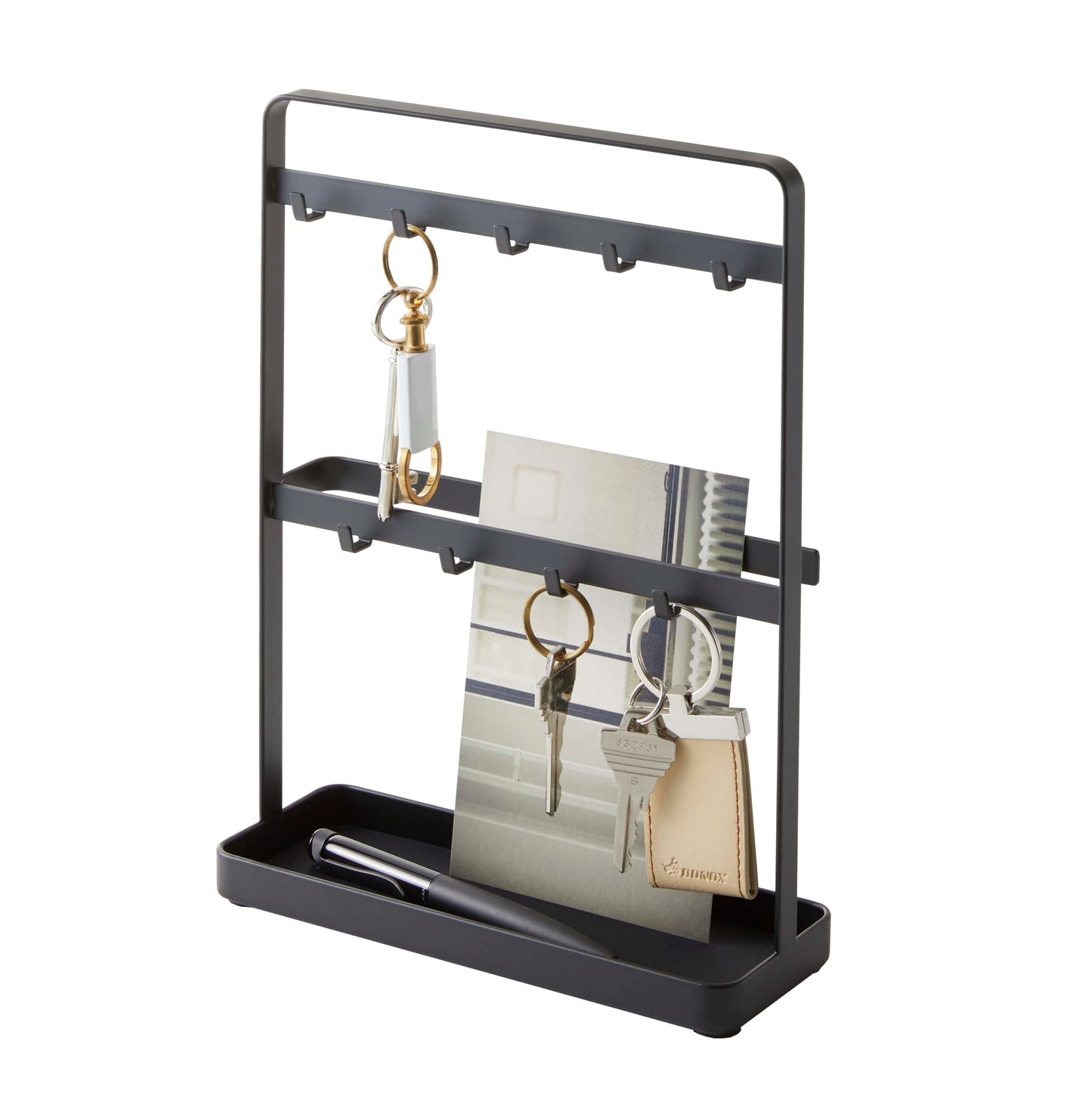 YAMAZAKI Home Key Rack - Modern Hook Organizer Stand Steel One Size Black