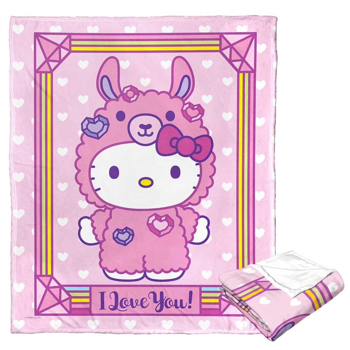 NORTHWEST Sanrio Hello Kitty, I Love You, Silk Touch Throw 50 x 60 Inches