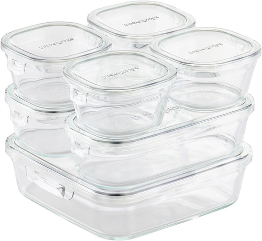 iwaki F-PRN7-UCL Heat Resistant Glass Storage Containers, Urban Clear, 7-Piece Set, Pack & Range