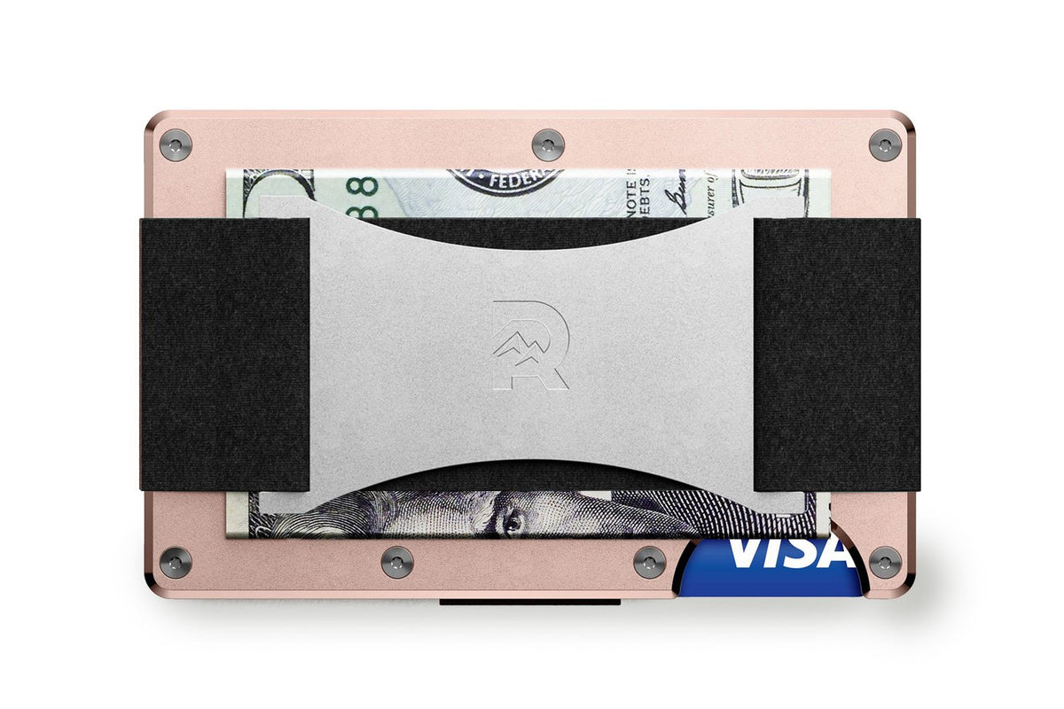 The Ridge Men's Wallet Aluminum Thinner Than Smartphone, Rosegold