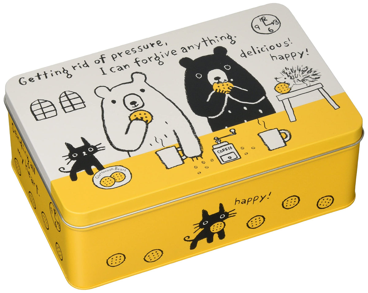 HEADS GLB-CAN1 HEADS BOX Tin 7.7 x 2.8 x 4.9 inches (19.5 x 7 x 12.5 cm), White, 6 Pieces, Gratton Bear Gift Tin