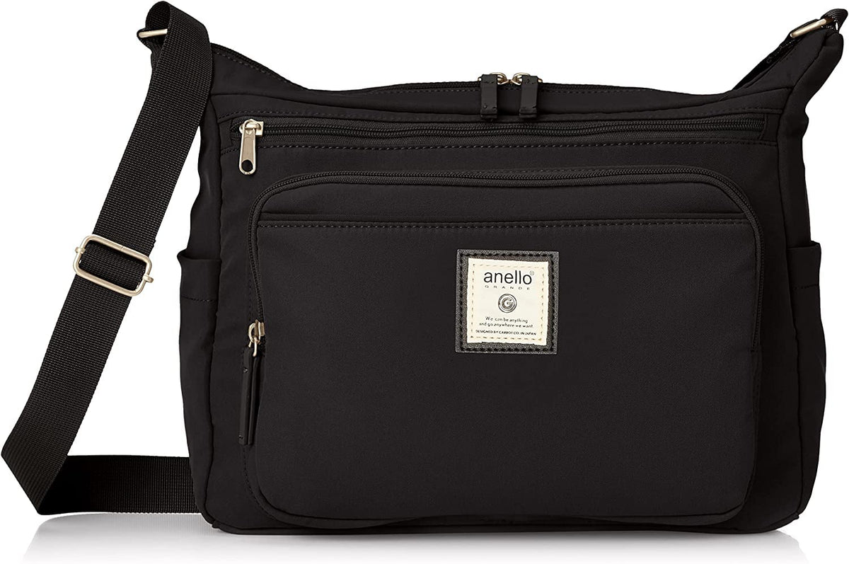 Anero Grande CINNAMON GTM0334Z Shoulder Bag, A4, Multiple Storage, Black