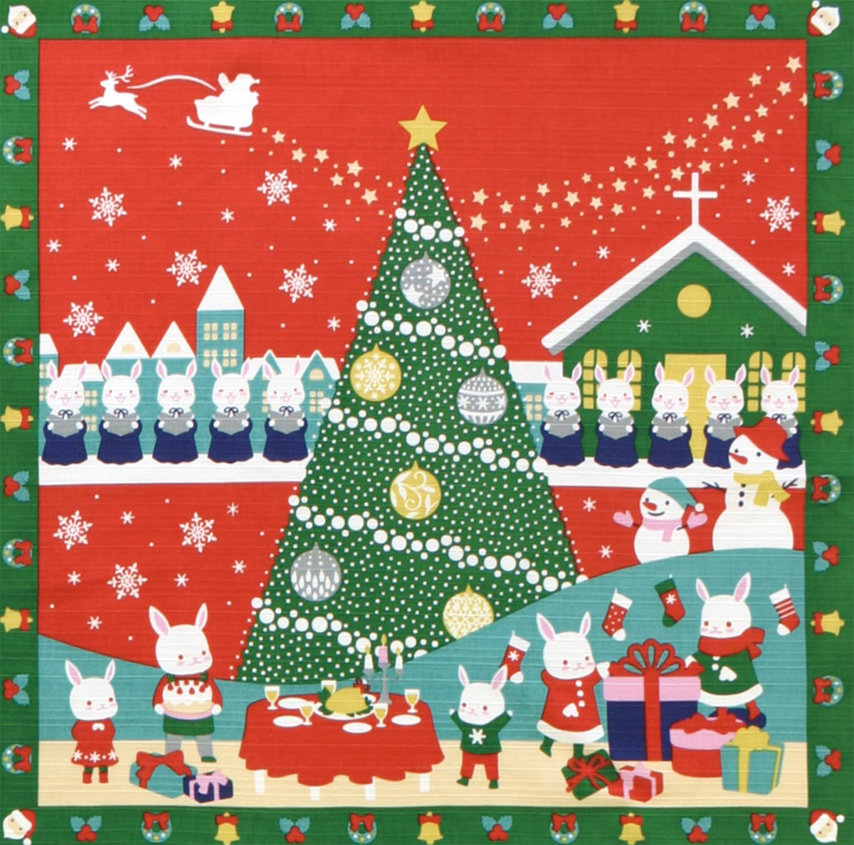 Maeda Sozo 120464 Shiki Saibu, Small Furoshiki, Christmas Night, Size: Approx. 19.7 x 19.7 inches (50 x 50 cm)