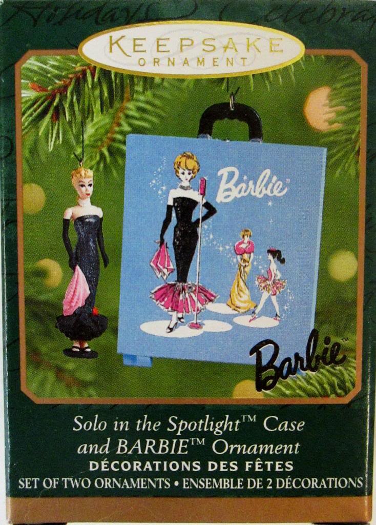 Hallmark QXM5312 Solo in The Spotlight Barbie and Case 2pc Mini 2001 Ornament