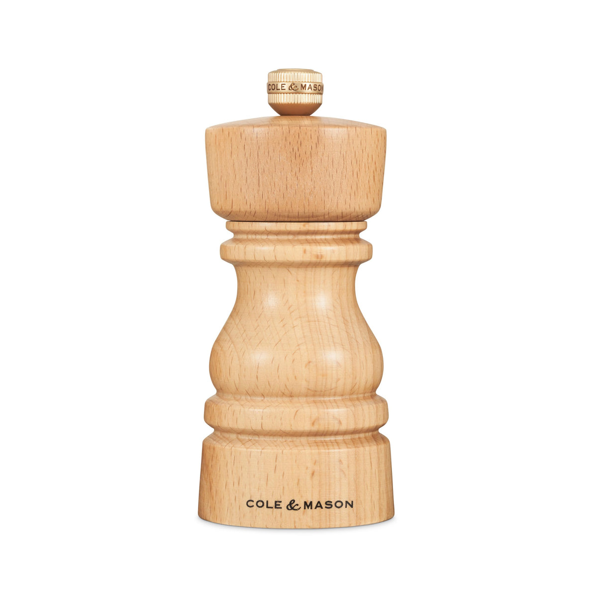 Cole & Mason London Refillable Spice Mill, 5'' Salt Mill, Natural Beech