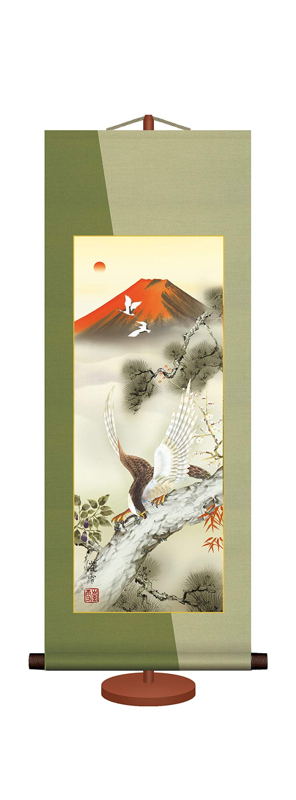 Otaart Hanging Scroll for Buddhist and Shinto Ceremony, Green, Size: Approx. Height 31.9 inches (81 cm) (excluding Stand) x Width 12.2 inches (31 cm) (excluding Stand and Shaft)