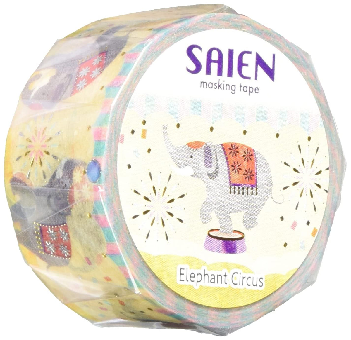 カミイソ産商(Kamiiso) Japanese Washi Masking Tape *Made in Japan *20mm x 5m Elephant CircusSAIENUR-3106