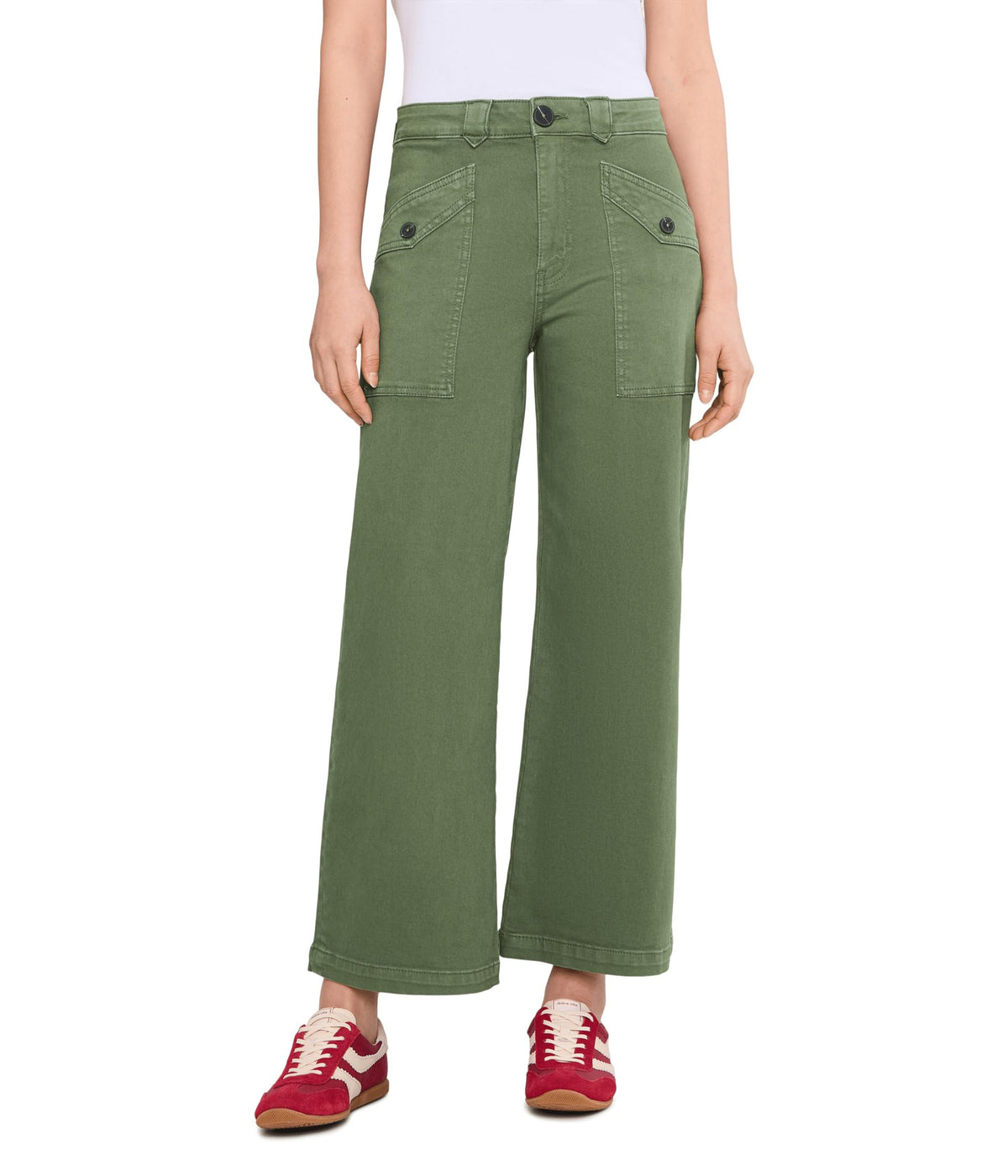 KUT from the Kloth Womens Meg High-Rise Wide Leg Pants with Pocket Front and Back in Dill 12 Inseam: 27