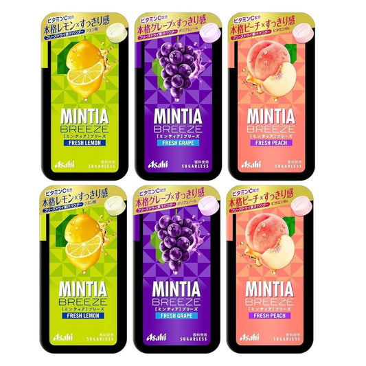 MINTIA Breeze Large Size Mints Tablets � 6 Pack, 30 Tablets Each Japan Import (Refresh Peach, Lemon and Grape Set)